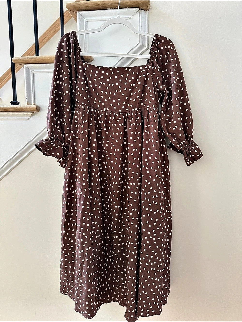 entro Polka Dot Maxi Dress in Brown & White Like New